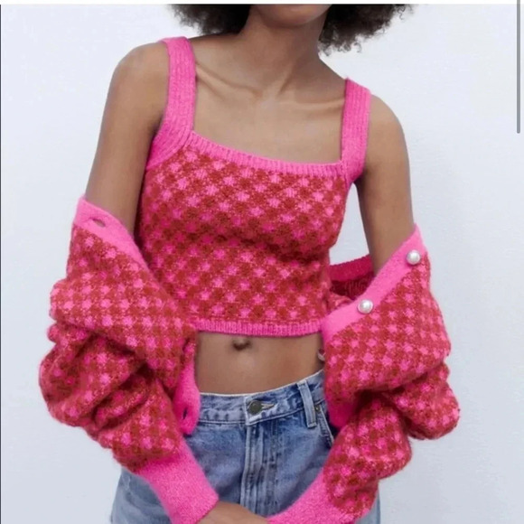 Zara Plaid Knit Set - Picture 1 of 9